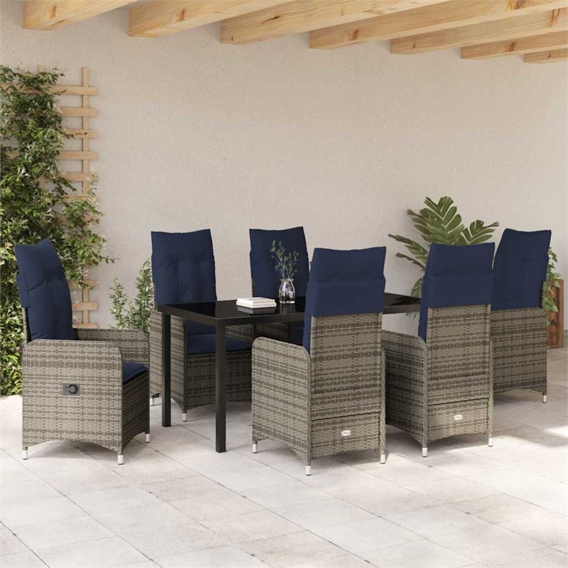 vidaXL Steel Furniture Set with Cushions in Gray