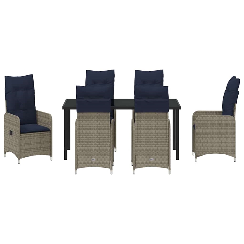 vidaXL Steel Furniture Set with Cushions in Gray