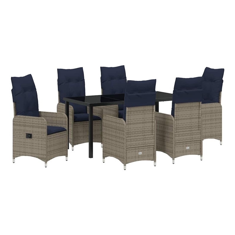 vidaXL Steel Furniture Set with Cushions in Gray