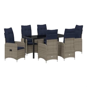 vidaXL Steel Furniture Set with Cushions in Gray