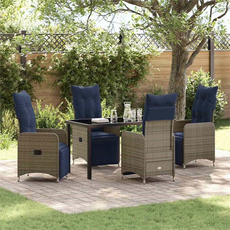 vidaXL Steel Furniture Set with Cushions in Gray