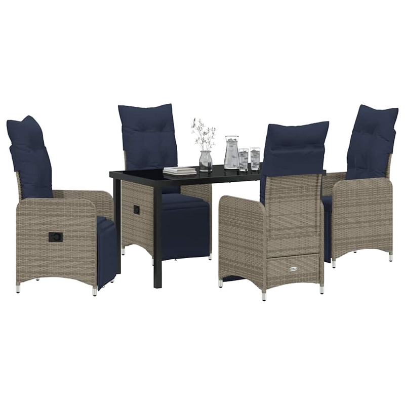 vidaXL Steel Furniture Set with Cushions in Gray