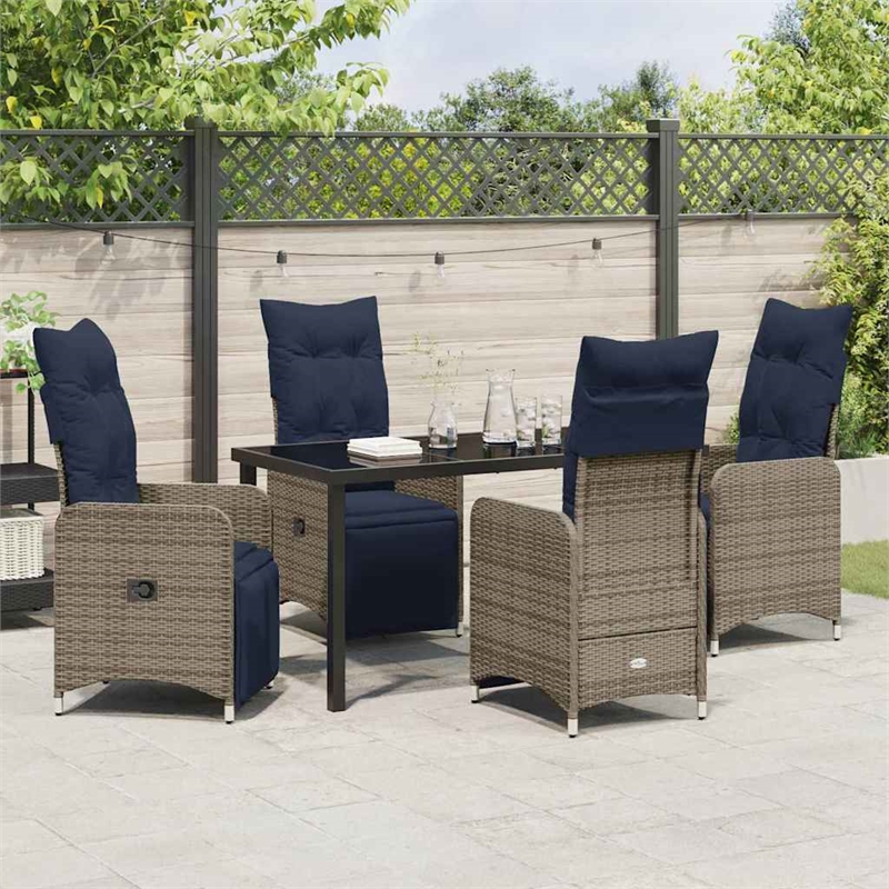 vidaXL Steel Furniture Set with Cushions in Gray