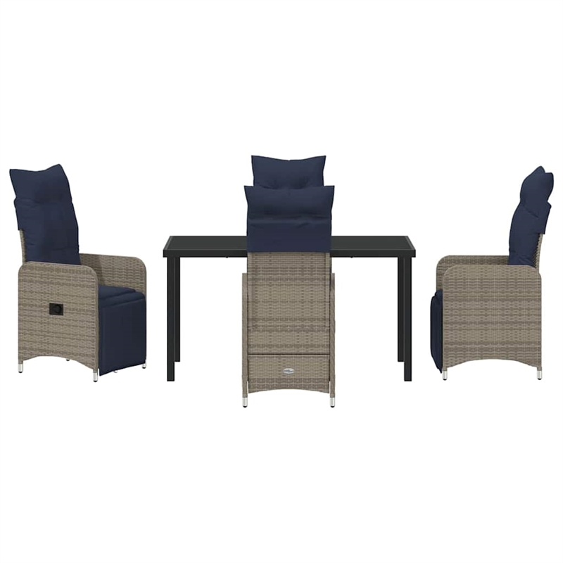 vidaXL Steel Furniture Set with Cushions in Gray