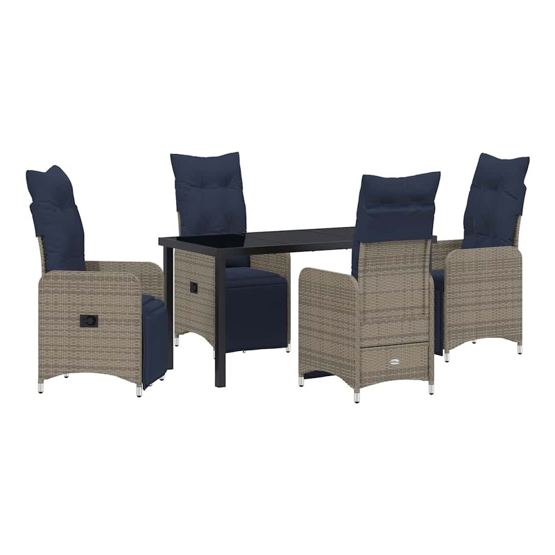 vidaXL Steel Furniture Set with Cushions in Gray