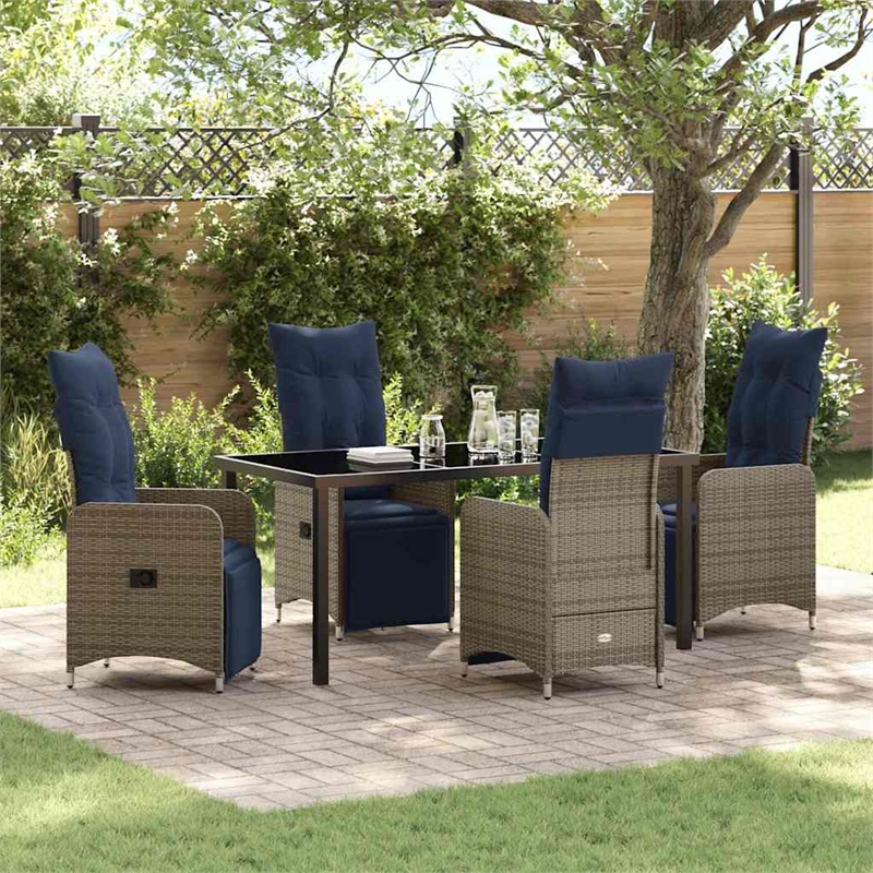 vidaXL Steel Furniture Set with Cushions in Gray