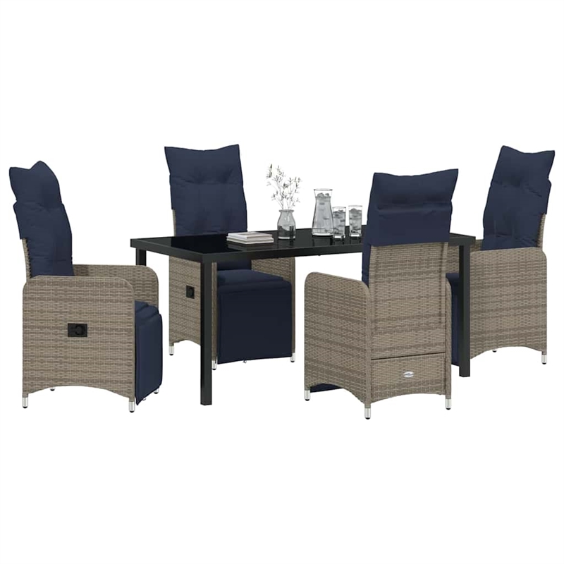 vidaXL Steel Furniture Set with Cushions in Gray