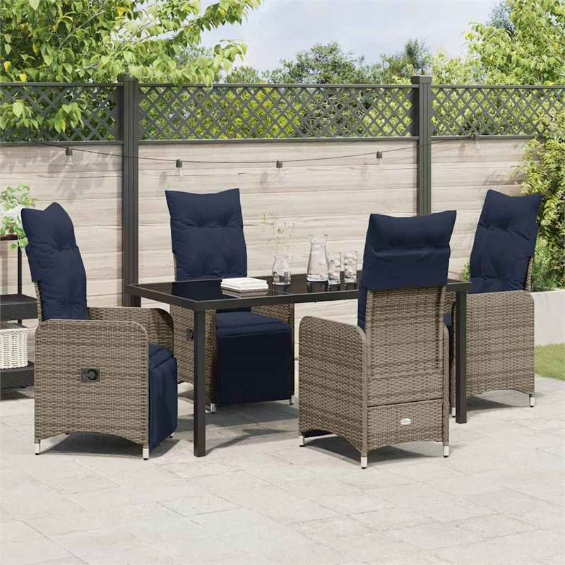 vidaXL Steel Furniture Set with Cushions in Gray