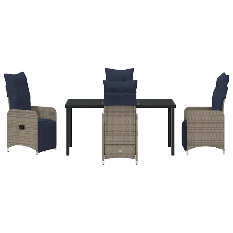 vidaXL Steel Furniture Set with Cushions in Gray