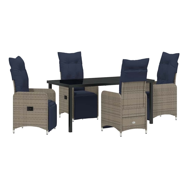 vidaXL Steel Furniture Set with Cushions in Gray