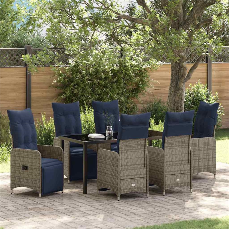 vidaXL Steel Furniture Set with Cushions in Gray