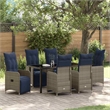 vidaXL Steel Furniture Set with Cushions in Gray