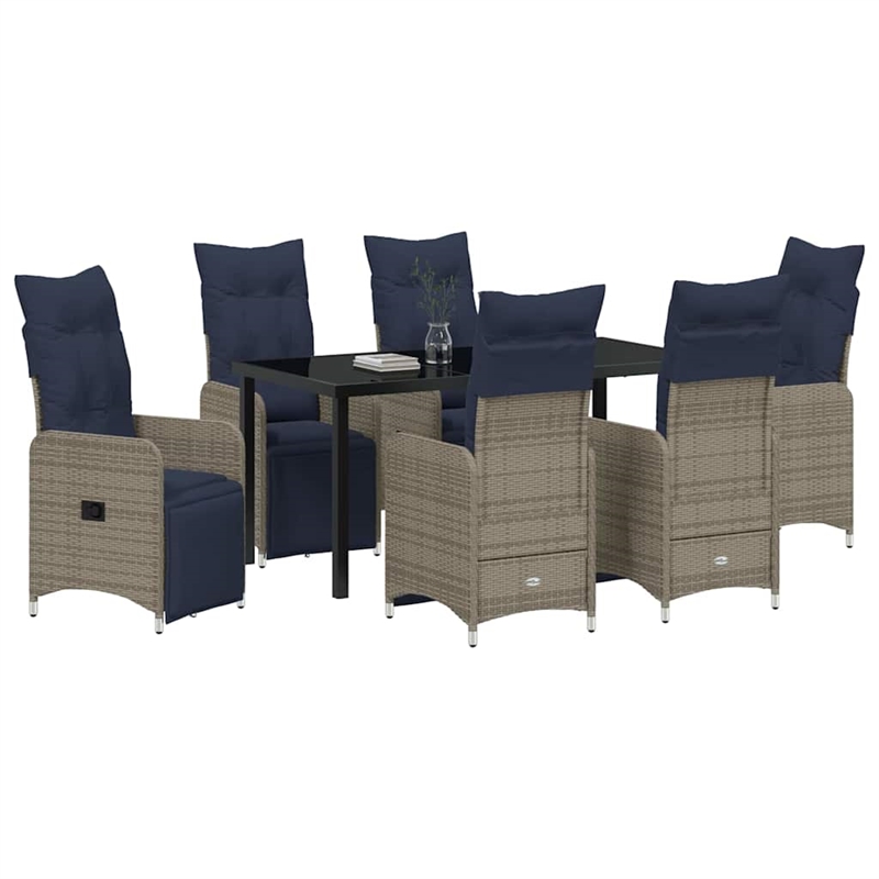 vidaXL Steel Furniture Set with Cushions in Gray