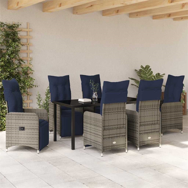 vidaXL Steel Furniture Set with Cushions in Gray