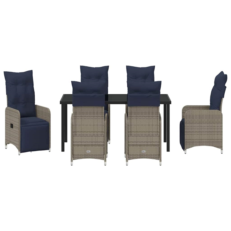 vidaXL Steel Furniture Set with Cushions in Gray