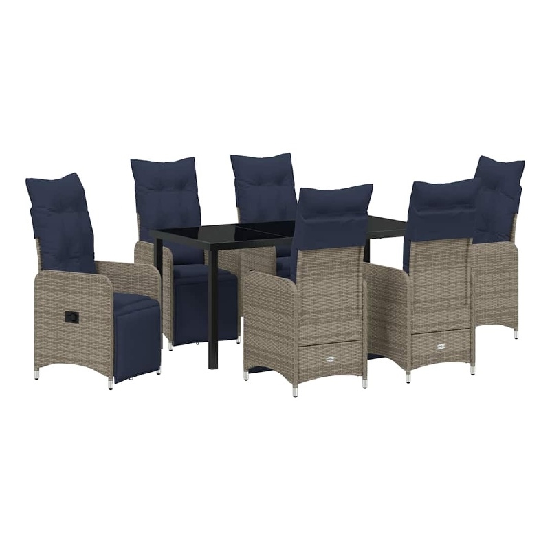 vidaXL Steel Furniture Set with Cushions in Gray