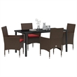 vidaXL Steel Furniture Set with Cushions in Brown