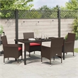 vidaXL Steel Furniture Set with Cushions in Brown