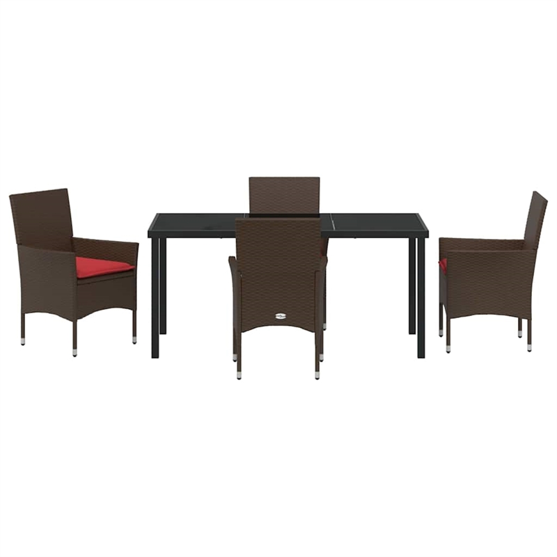 vidaXL Steel Furniture Set with Cushions in Brown