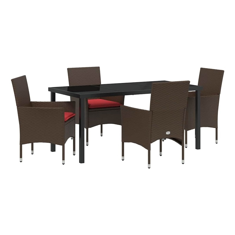 vidaXL Steel Furniture Set with Cushions in Brown
