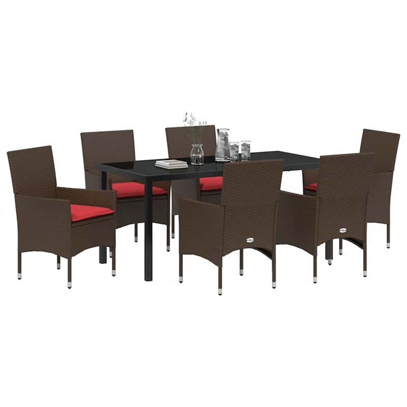 vidaXL Steel Furniture Set with Cushions in Brown