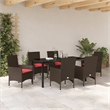 vidaXL Steel Furniture Set with Cushions in Brown