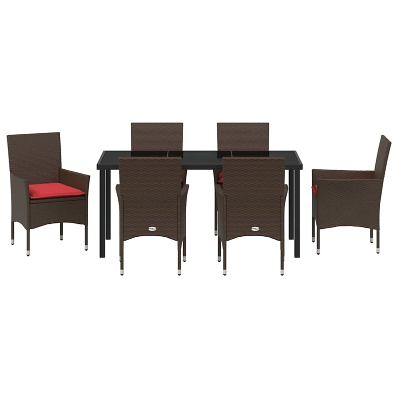 vidaXL Steel Furniture Set with Cushions in Brown