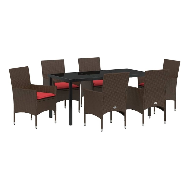 vidaXL Steel Furniture Set with Cushions in Brown