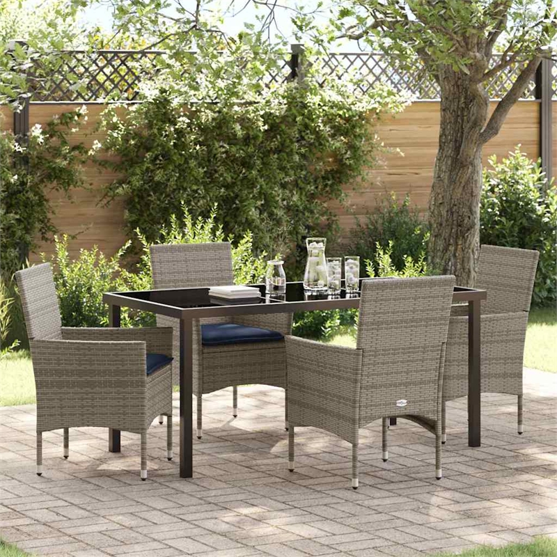 vidaXL Steel Furniture Set with Cushions in Gray