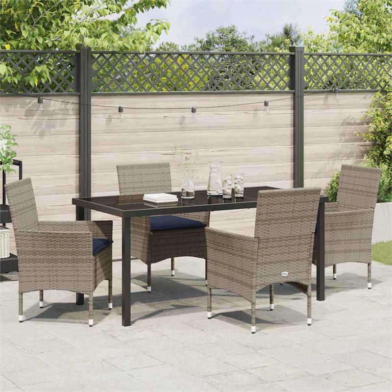vidaXL Steel Furniture Set with Cushions in Gray
