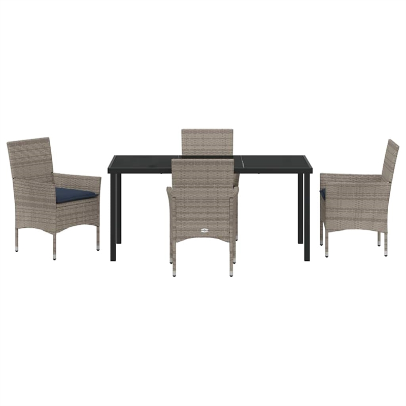 vidaXL Steel Furniture Set with Cushions in Gray