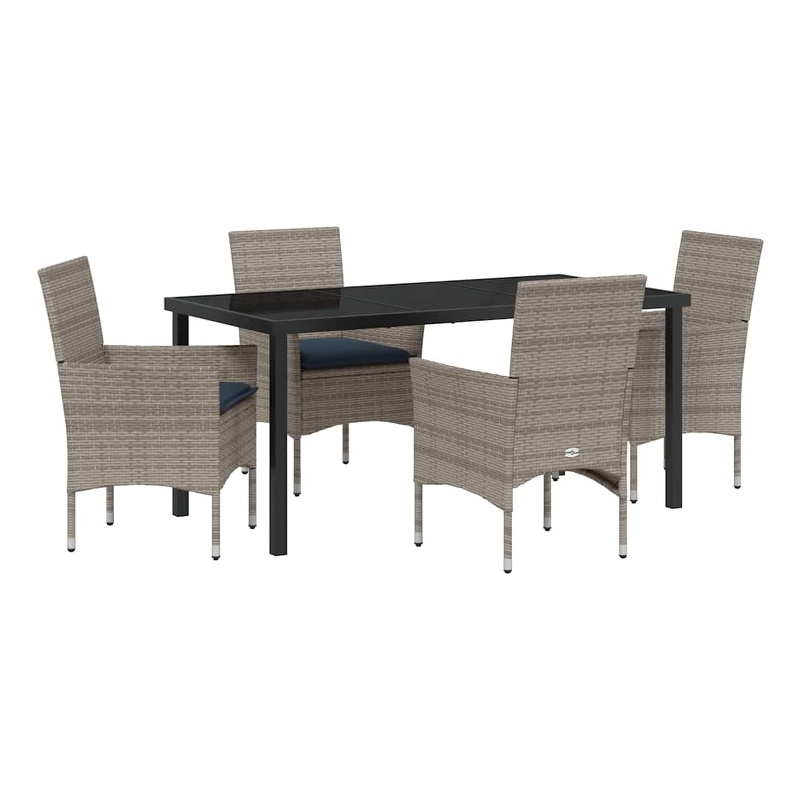 vidaXL Steel Furniture Set with Cushions in Gray