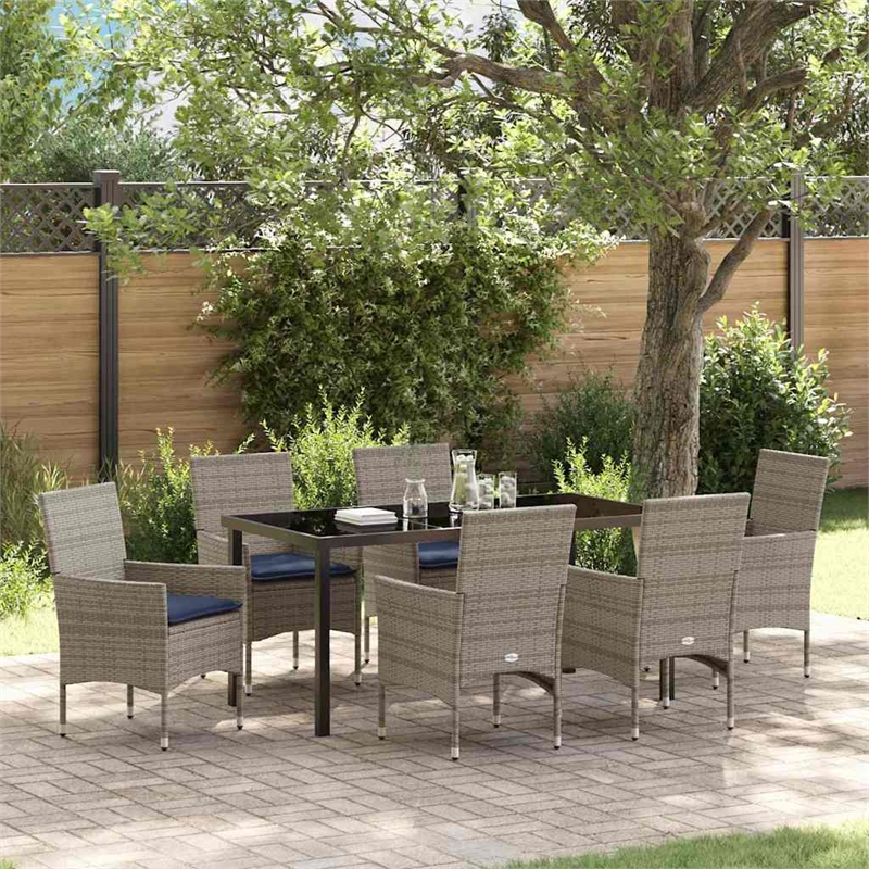 vidaXL Steel Furniture Set with Cushions in Gray