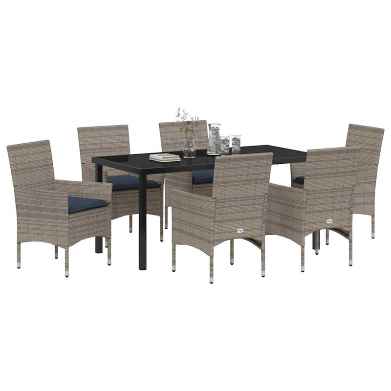 vidaXL Steel Furniture Set with Cushions in Gray