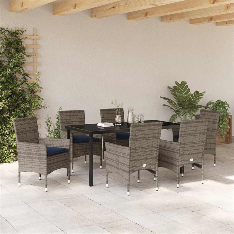 vidaXL Steel Furniture Set with Cushions in Gray