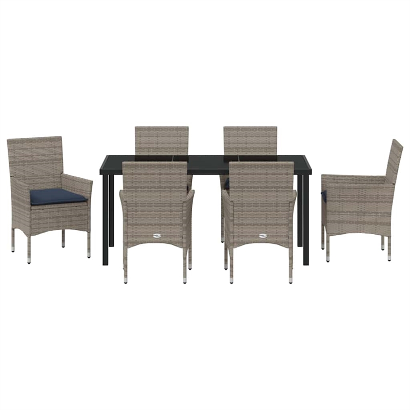 vidaXL Steel Furniture Set with Cushions in Gray