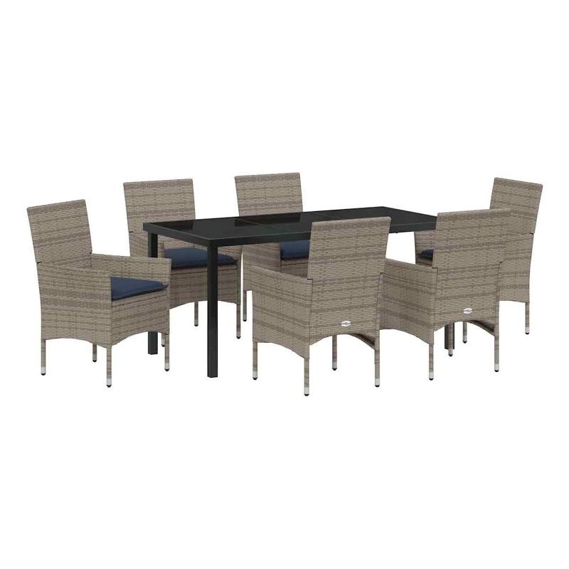 vidaXL Steel Furniture Set with Cushions in Gray