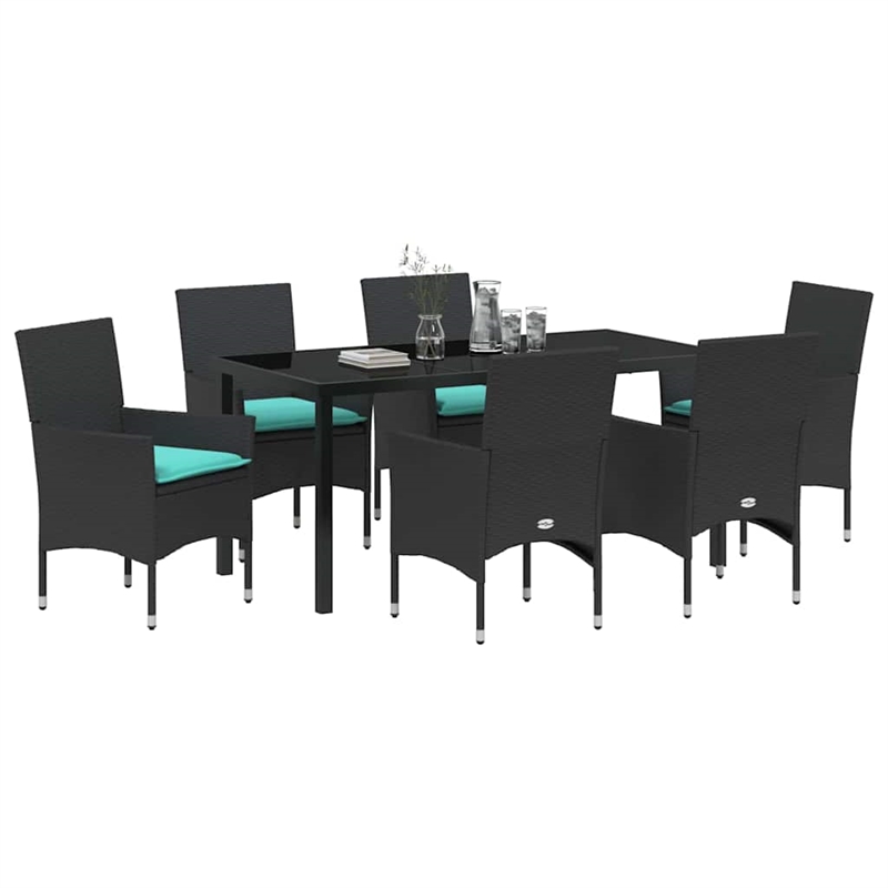 vidaXL Steel Furniture Set with Cushions in Black