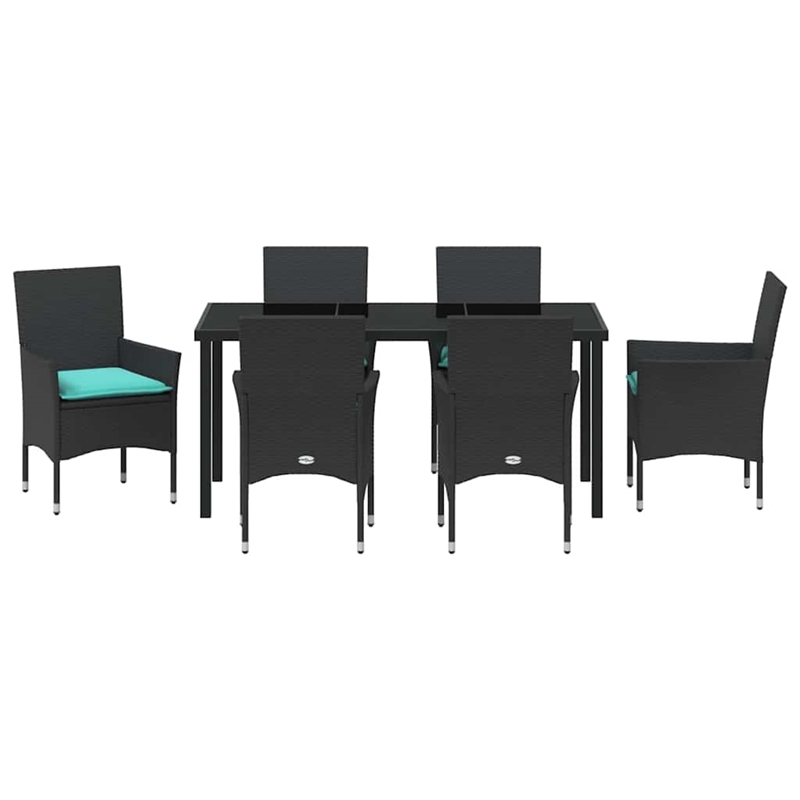 vidaXL Steel Furniture Set with Cushions in Black