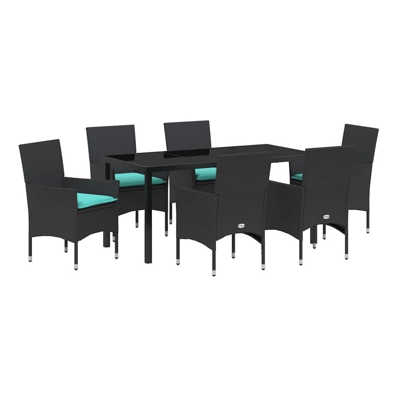 vidaXL Steel Furniture Set with Cushions in Black