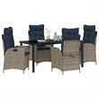 vidaXL Dining Set with Cushions in Black/Gray