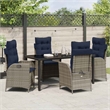 vidaXL Dining Set with Cushions in Black/Gray