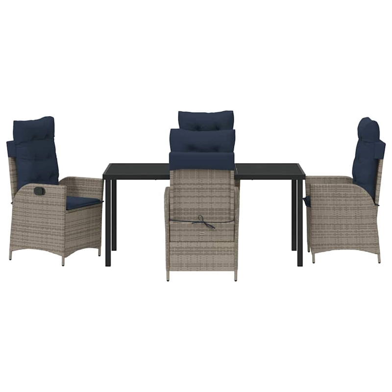 vidaXL Dining Set with Cushions in Black/Gray