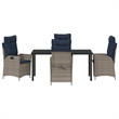 vidaXL Dining Set with Cushions in Black/Gray