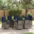 vidaXL Dining Set with Cushions in Black/Gray
