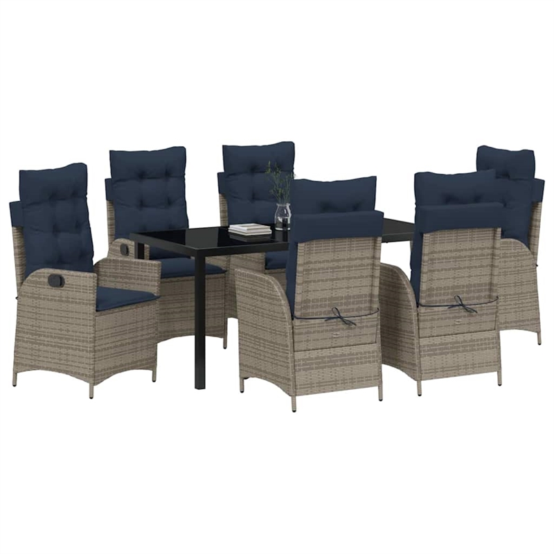 vidaXL Dining Set with Cushions in Black/Gray