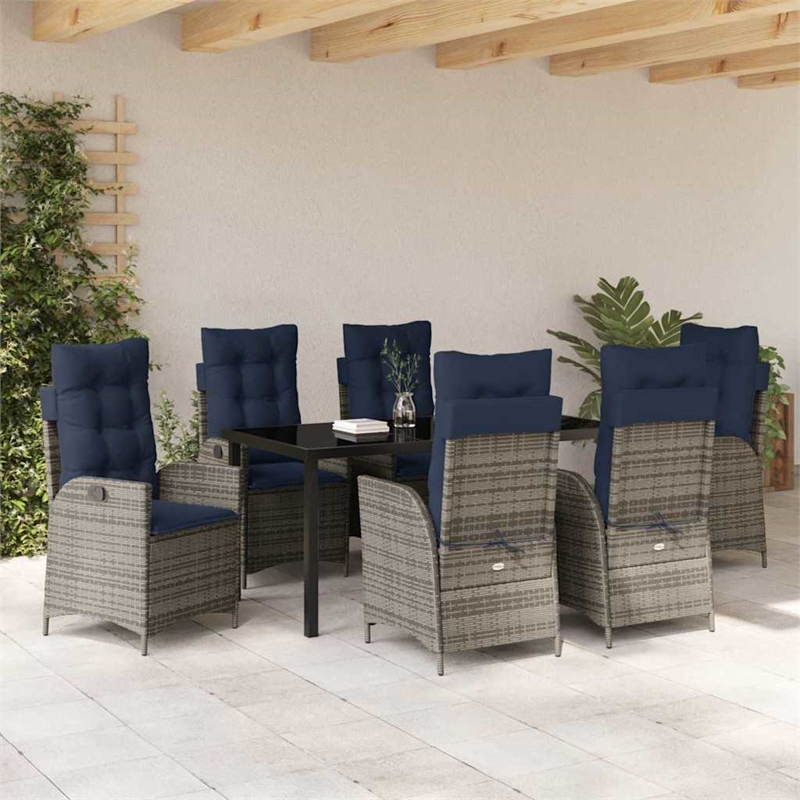 vidaXL Dining Set with Cushions in Black/Gray