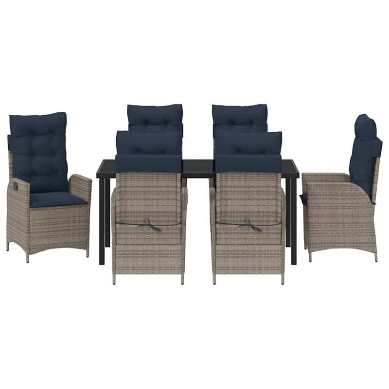 vidaXL Dining Set with Cushions in Black/Gray