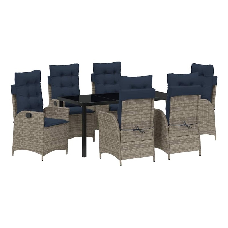 vidaXL Dining Set with Cushions in Black/Gray