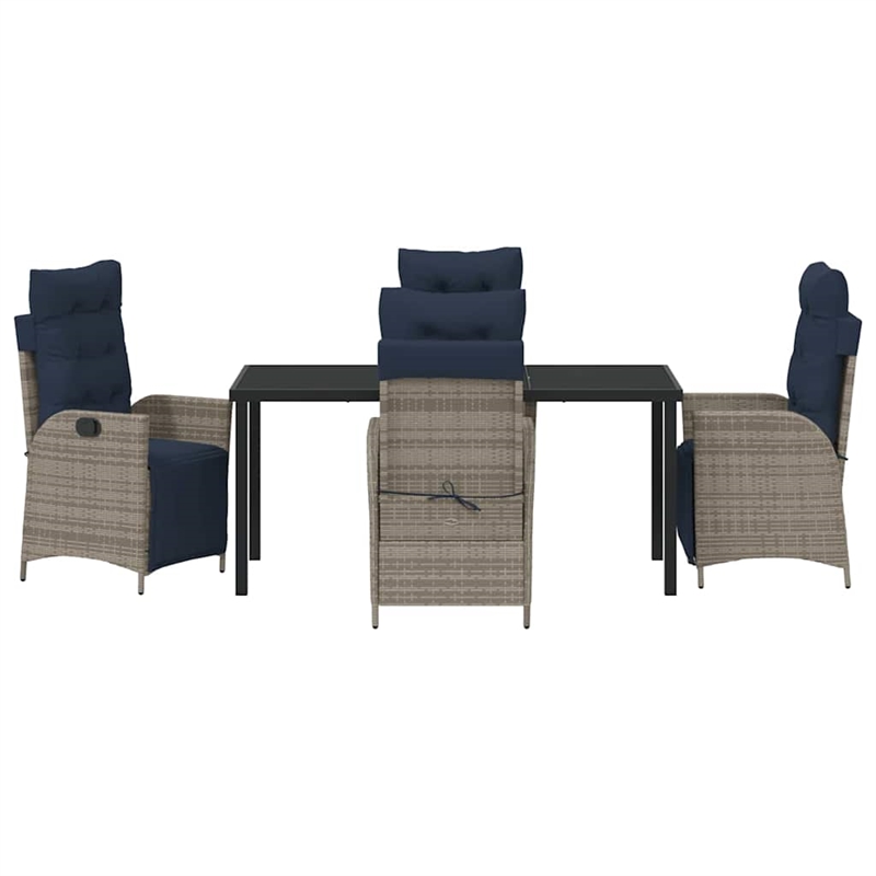 vidaXL Dining Set with Cushions in Black/Gray